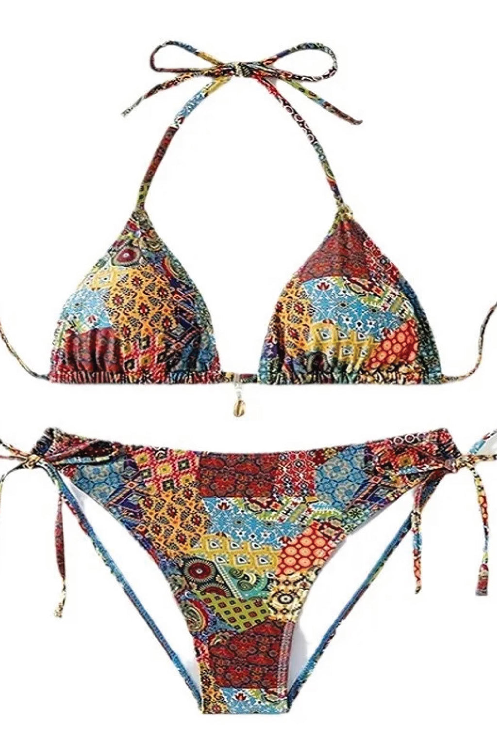 Boho Patchwork Triangle Bikini Set